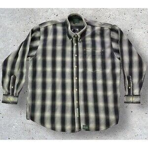 Baxter Brand Natural Mens Size XL Striped Flannel Button Down Shirt Long Sleeve